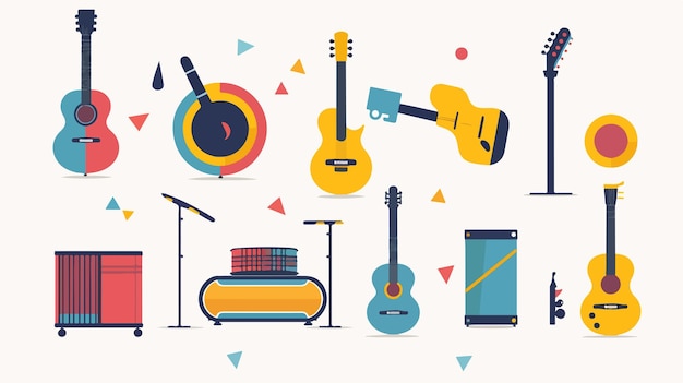 Modern Music Icons Design Flat Vector Isolated on White Background