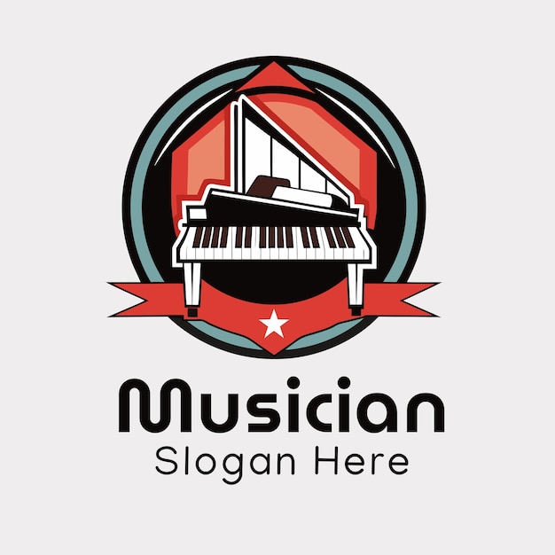 Modern music logo piano musical icon logo design vector template