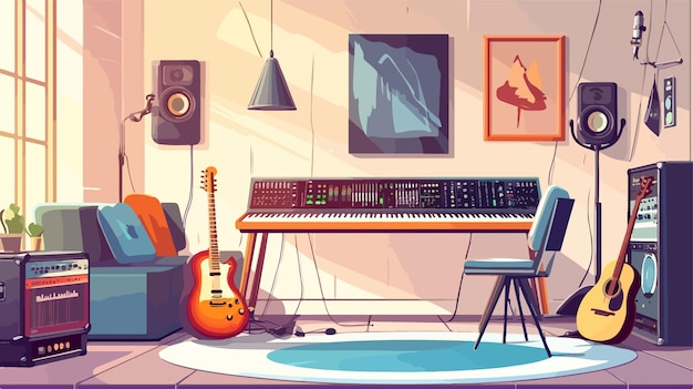 Modern Music Studio Room Recording Workspace Interior