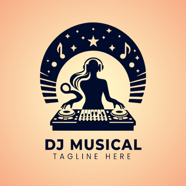 Modern music symbol dj musical logo