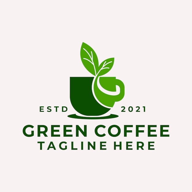 Modern Natural Coffee Leaf Logo Vector