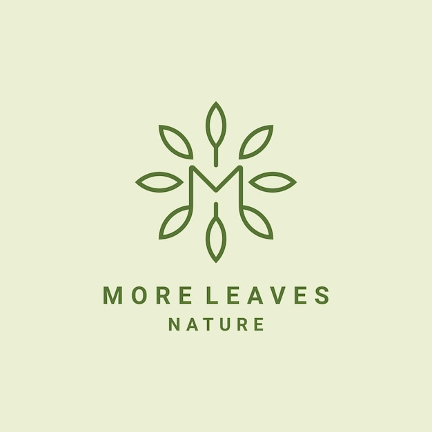 Modern natural initial M nature leaves icon design logo concept icon template