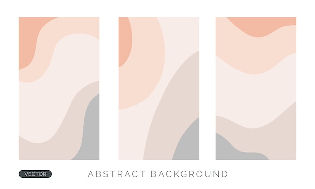 Modern neutral background set for social media stories or wallpaper phone Abstract organic shapes vector design