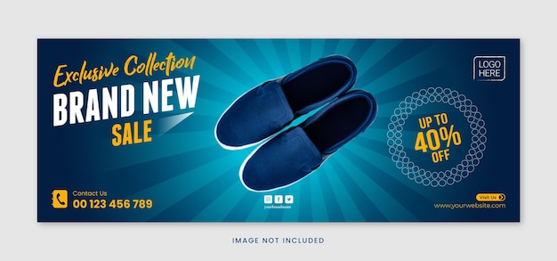 Modern New sale shoes collections facebook cover banner template