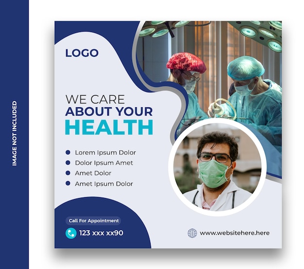 Vector modern new social media post banner design template for care, health, doctor