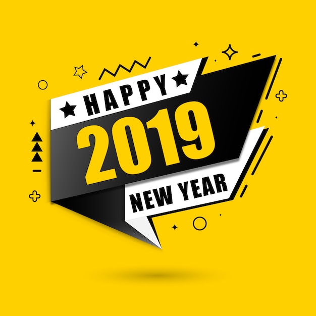 Modern new year 2019 yellow banner design