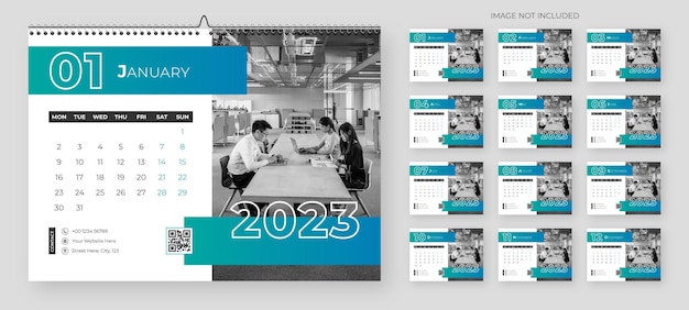 Modern new year 2023 desk calendar template