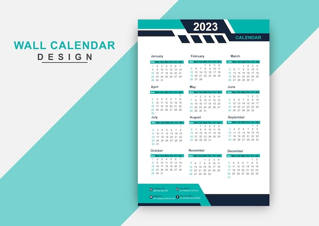 Modern new year single wall calendar design template 2023