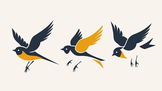 Modern Nordic Style Birds Logo Flat Vector Isolated