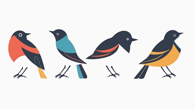 Modern Nordic Style Birds Logo Flat Vector Isolated