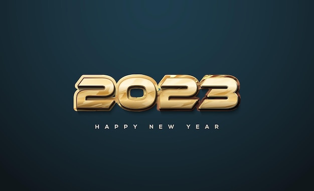 Modern numbers 2023 happy new year with shiny gold color