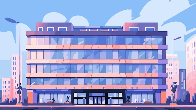 Vector modern office building architecture vector illustration