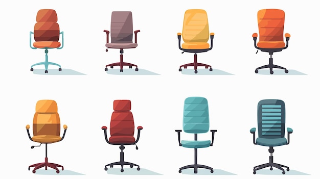 Vector modern office chairs set front side back view