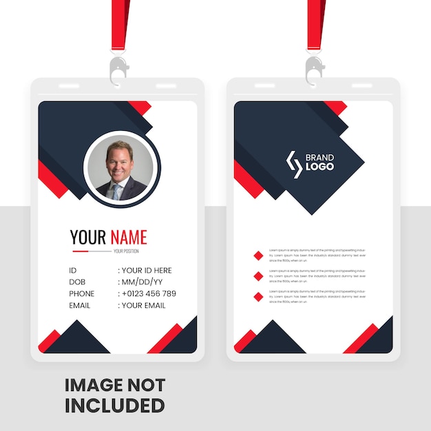 Modern Office Id Card Design Template with red and black color