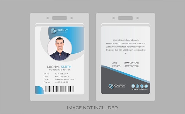 Modern office id card template with blue color