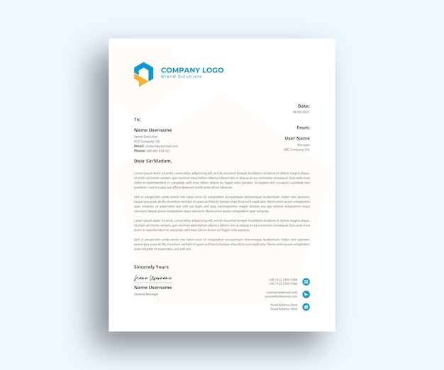 modern official cover letter Design template