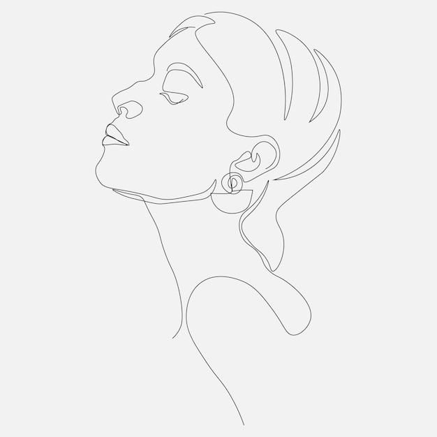 modern one line art hand drawn women illustration