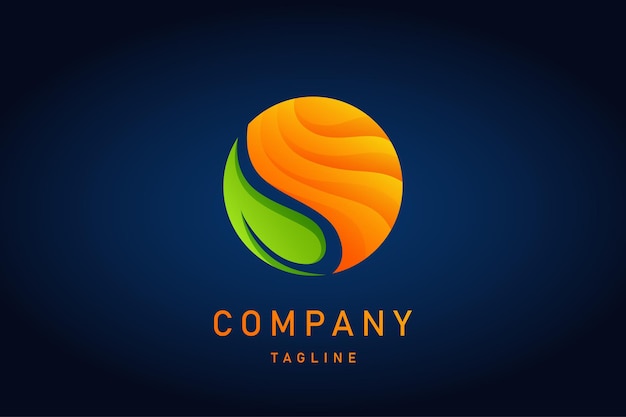 Modern orange drink with leaf gradient logo