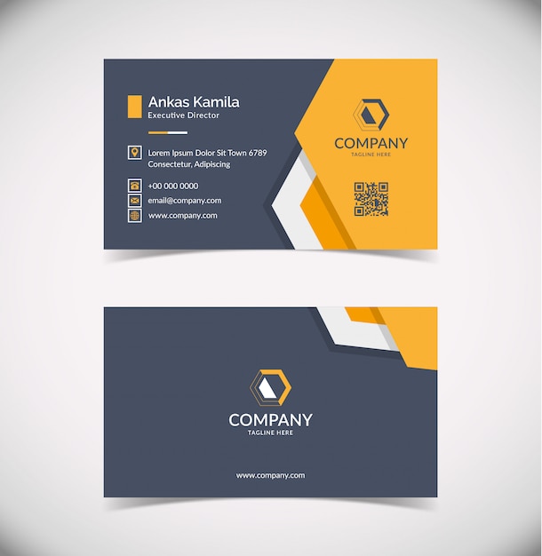 Modern Orange Geometric Business Card Template