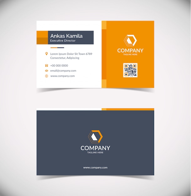 Modern Orange Geometric Business Card Template