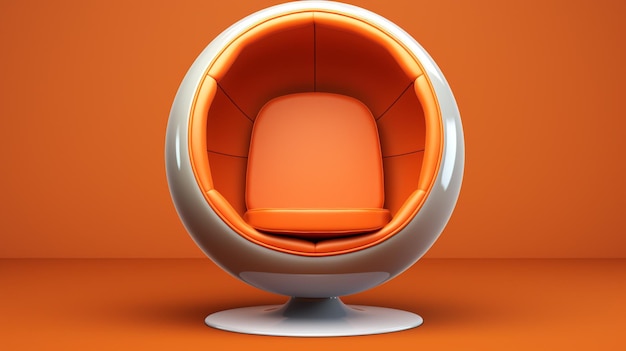 Vector a modern orange and white chair with a orange background