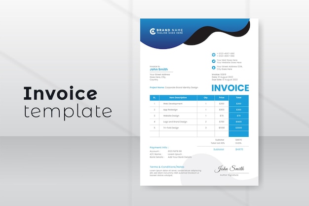 Vector modern organic invoice template design