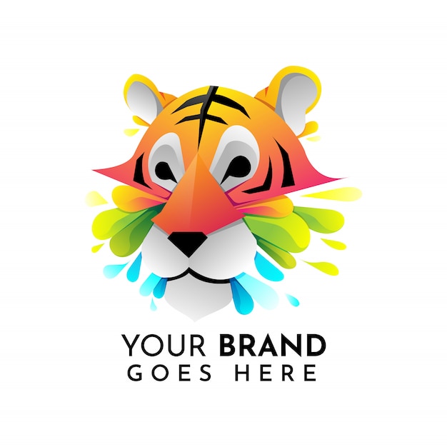 modern origami tiger logo template