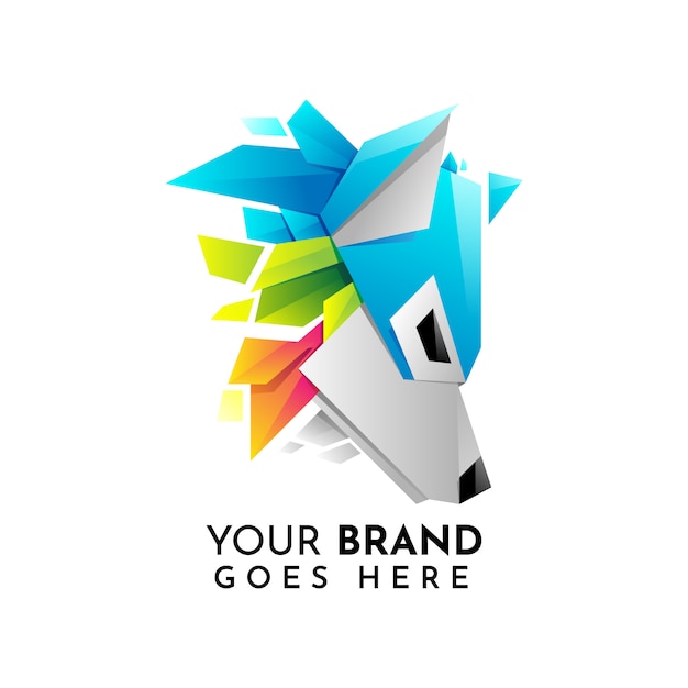 modern origami wolf logo template