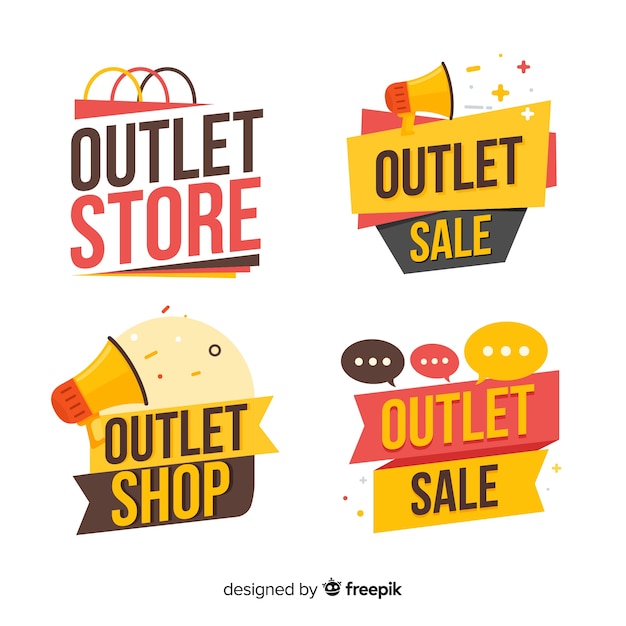 Modern outlet badge collection with flat design