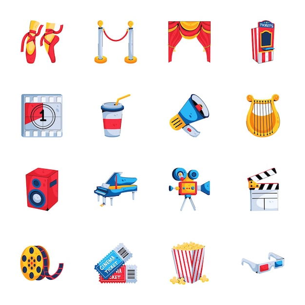 Modern Pack of Cinema Flat Icons