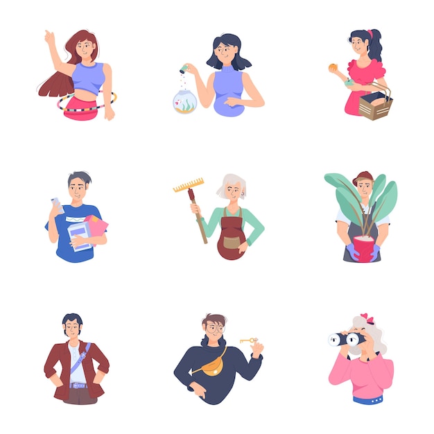 Modern Pack of Life Activities Flat Illustrations