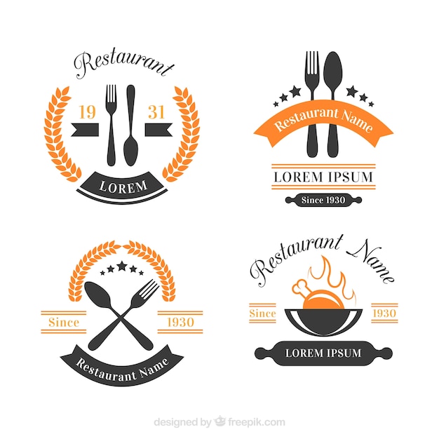 Modern pack of restaurant logo with vintage style