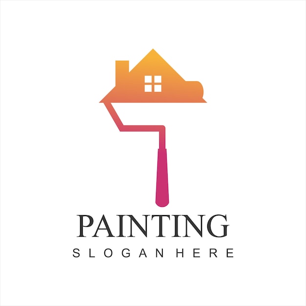 modern painting service decor and repair multicolor icon Vector logo label emblem design Concept