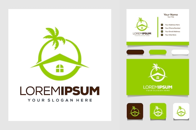 modern palm and home logo design business card