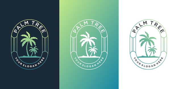 Modern palm trees logo design with cool gradient style Premium Vektor