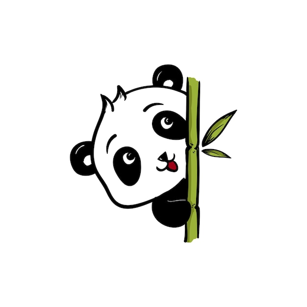 Modern panda with bamboo illustration design