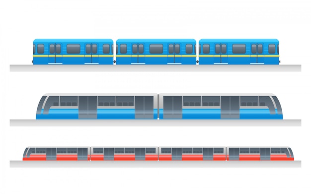 Modern passenger urban underground train set