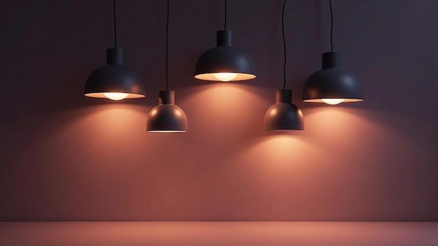 Vector modern pendant lights on dark wall