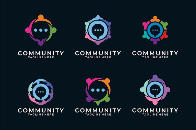 Modern people with chat bubble for community logo