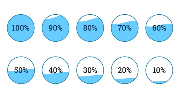 Modern percentage infographics object set in shape of flat blue loading circle