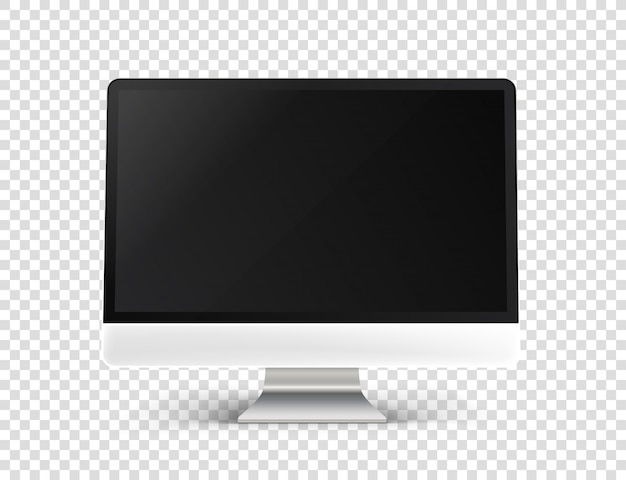 Modern personal computer on transparent background. Vector mockup