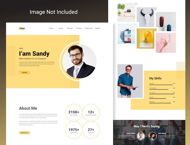 Vector modern personal portfolio template