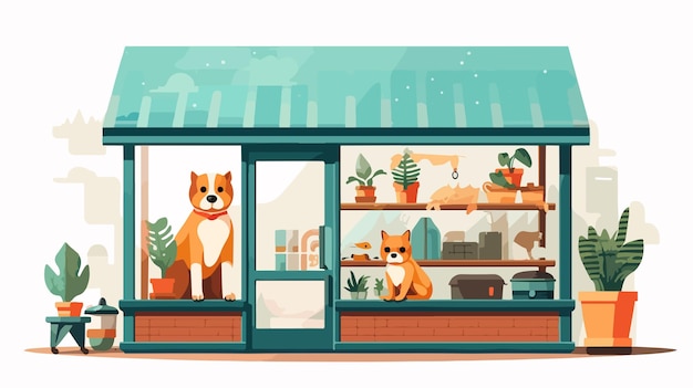 Vector modern pet shop design flat vector on white background