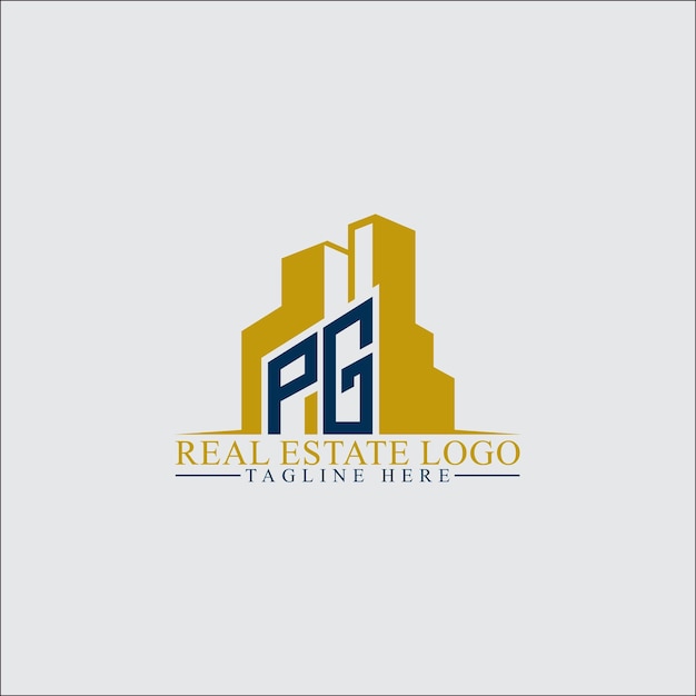 Vector modern pg real estate logo design with building silhouettes