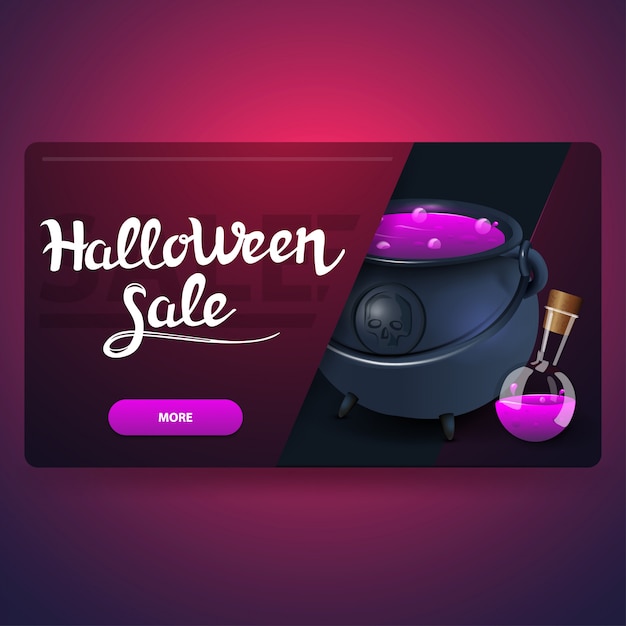  modern pink discount banner with witch's pot with potion