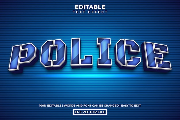 Modern police 3d concept editable text effect template