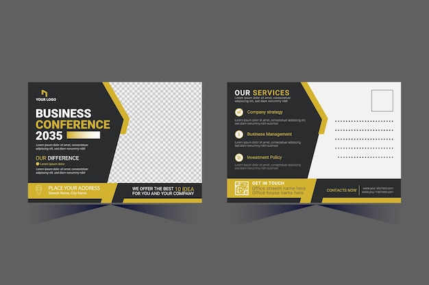 Vector modern postcard design stylish corporate postcard design