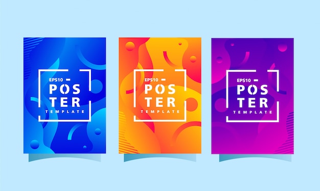 Modern poster design template collection with colorful abstract background