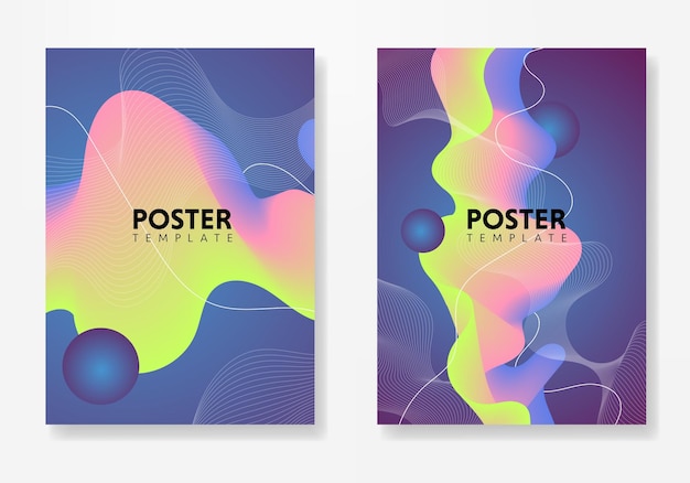 Modern poster design with abstract wave and lines.