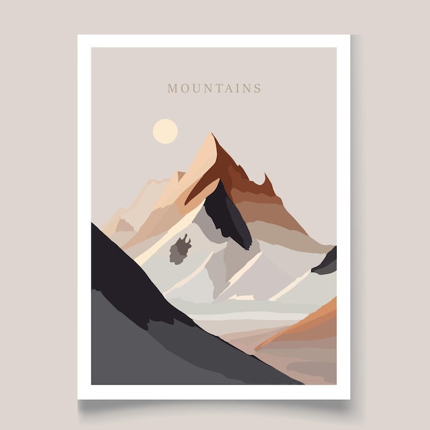 Vector modern poster sand mountains watercolor